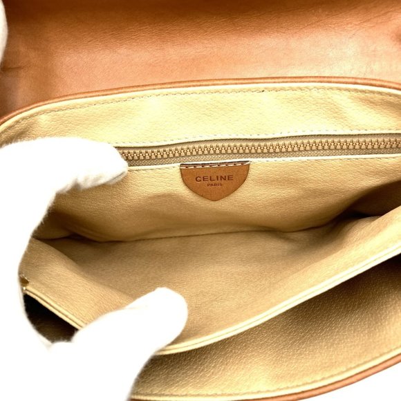 CELINE M06 Shoulder/Clutch Bag, 2-Way, Macadam Brown Leather, Women's - Picture 6 of 11